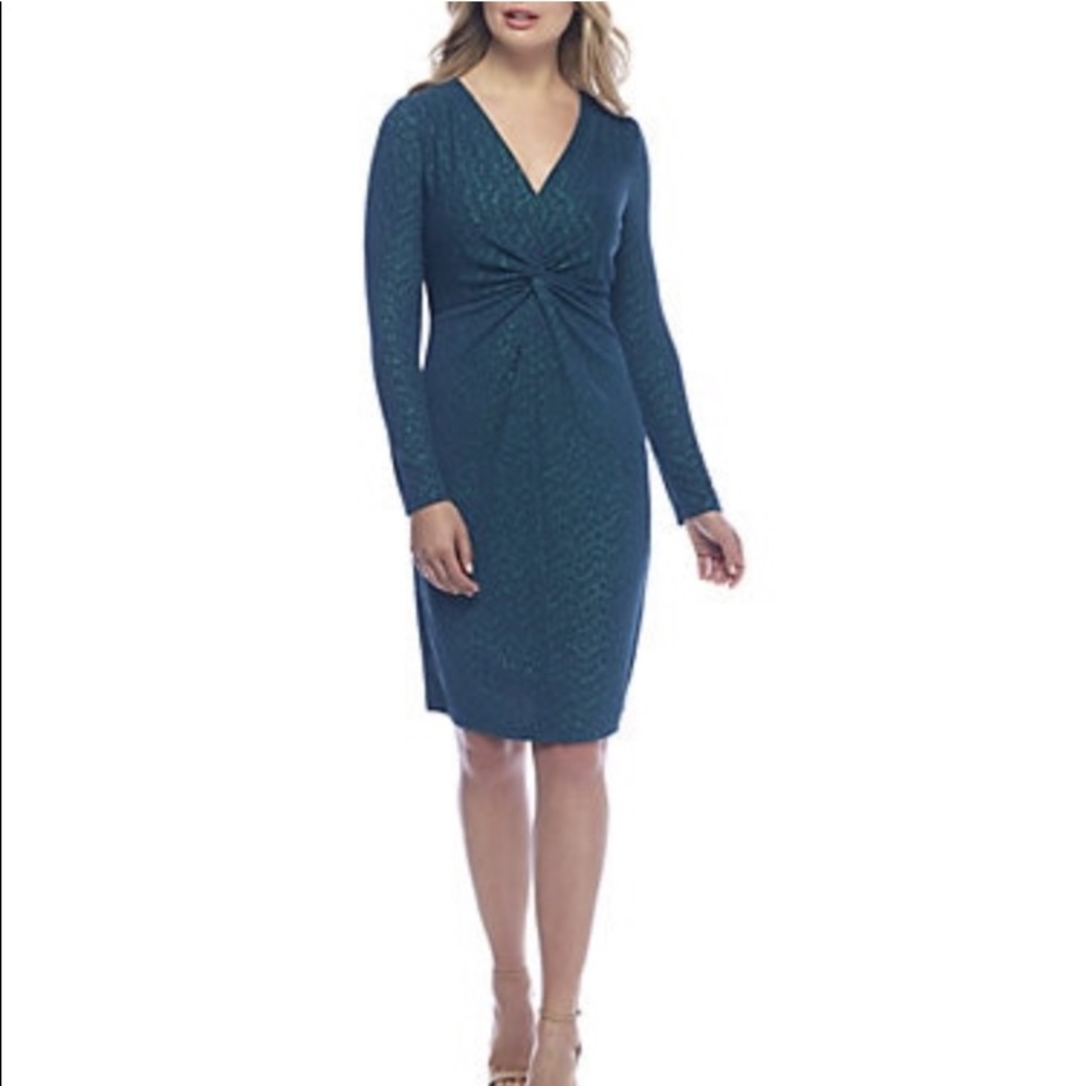 Ronni Nicole Longsleeve Ruched Knot Dress Sz 14